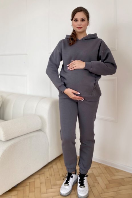 Костюм для беременных и кормящих флис серый