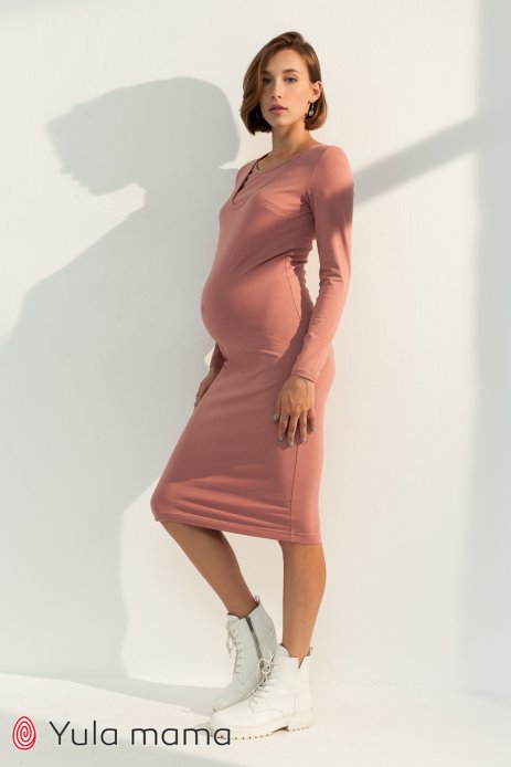 Платье LILLIAN для беременных и кормящих темный розовый